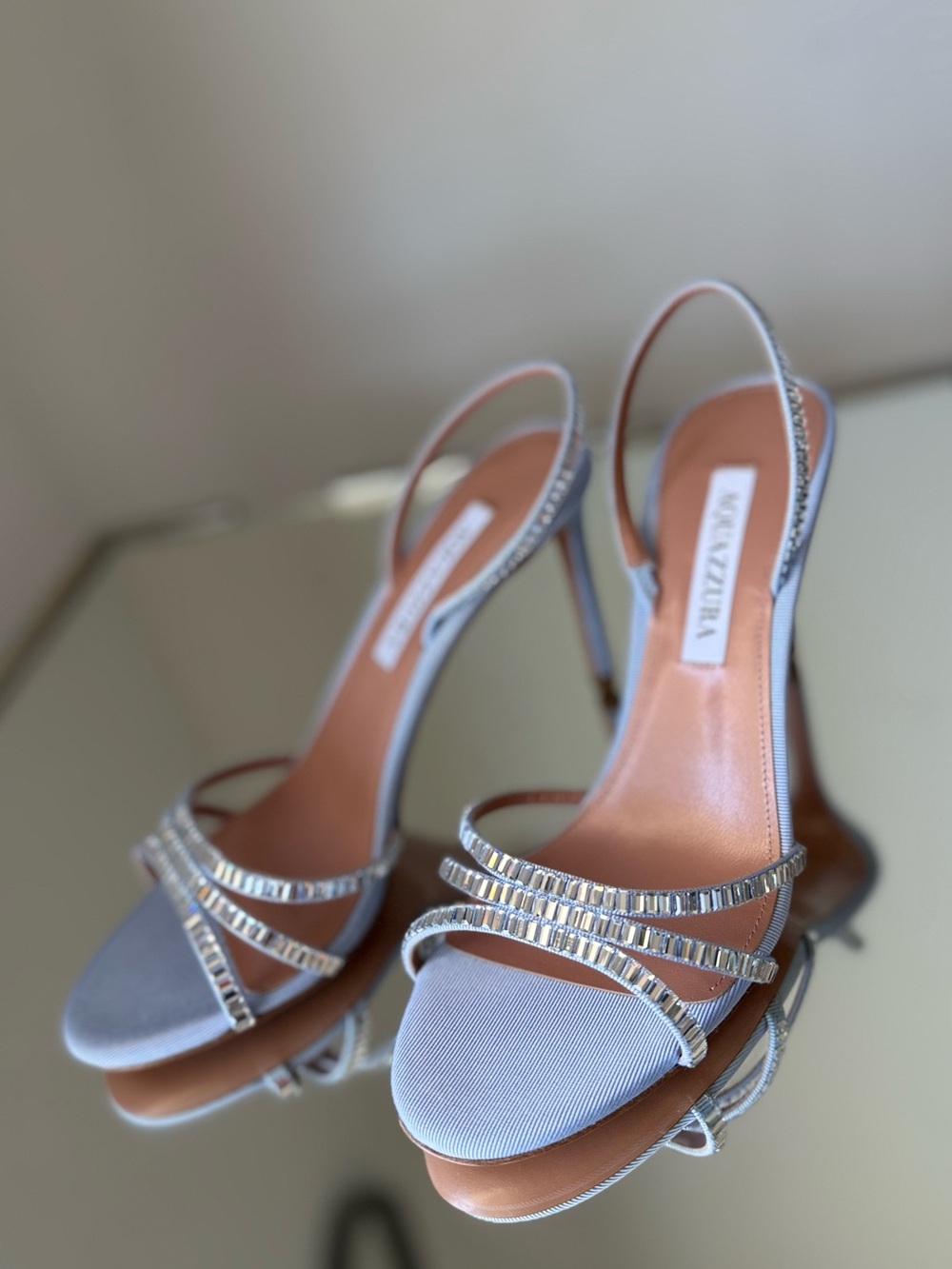 New Aquazzura Memoire crystal-embellished grosgrain sandals $1,115 38 - Picture 11 of 12